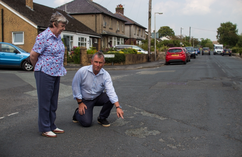 Nigel Evans inspecting West Bradford road surface