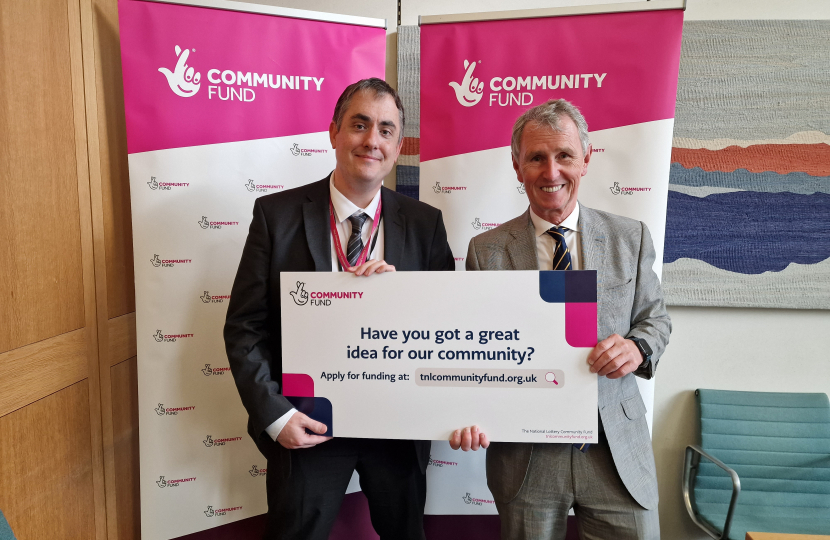 Nigel Evans Pictured with National Lotter Fundraising Officer Tom Pine