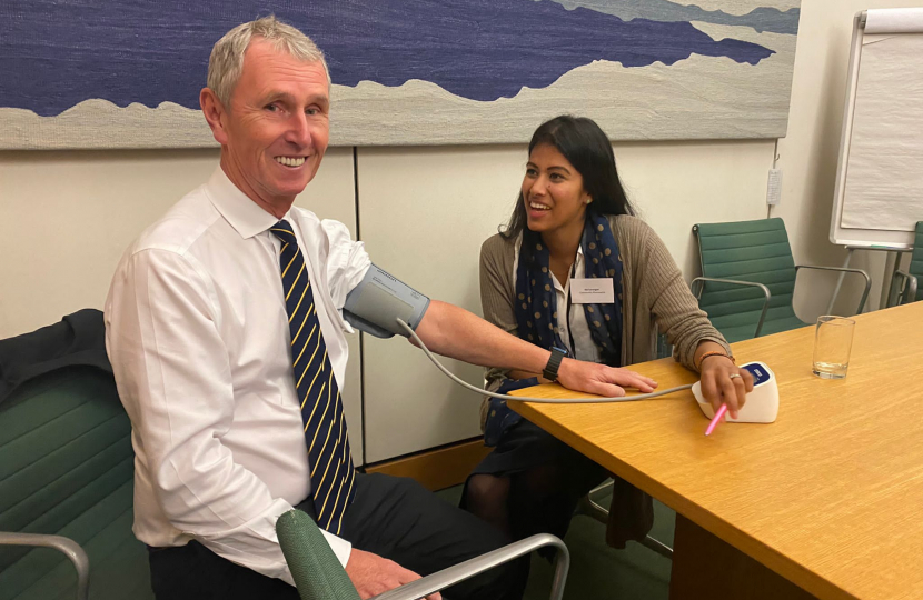 Nigel Evans MP Photographed receiving his free blood pressure check