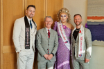 Pictured: Nigel Evans with the winners of Mr Gay Europe, Mr Gay England and Mx Drag England 