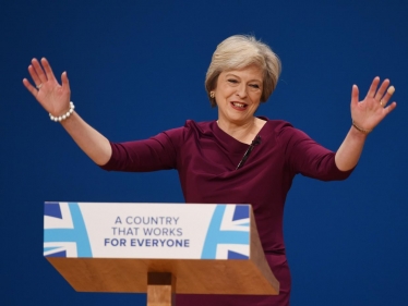 Theresa May delivers her keynote speech at the Conservative Party conference.