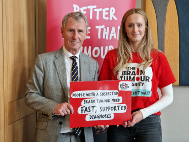 Pictured - Nigel Evans supporting the Brain Tumour Charity's campaign